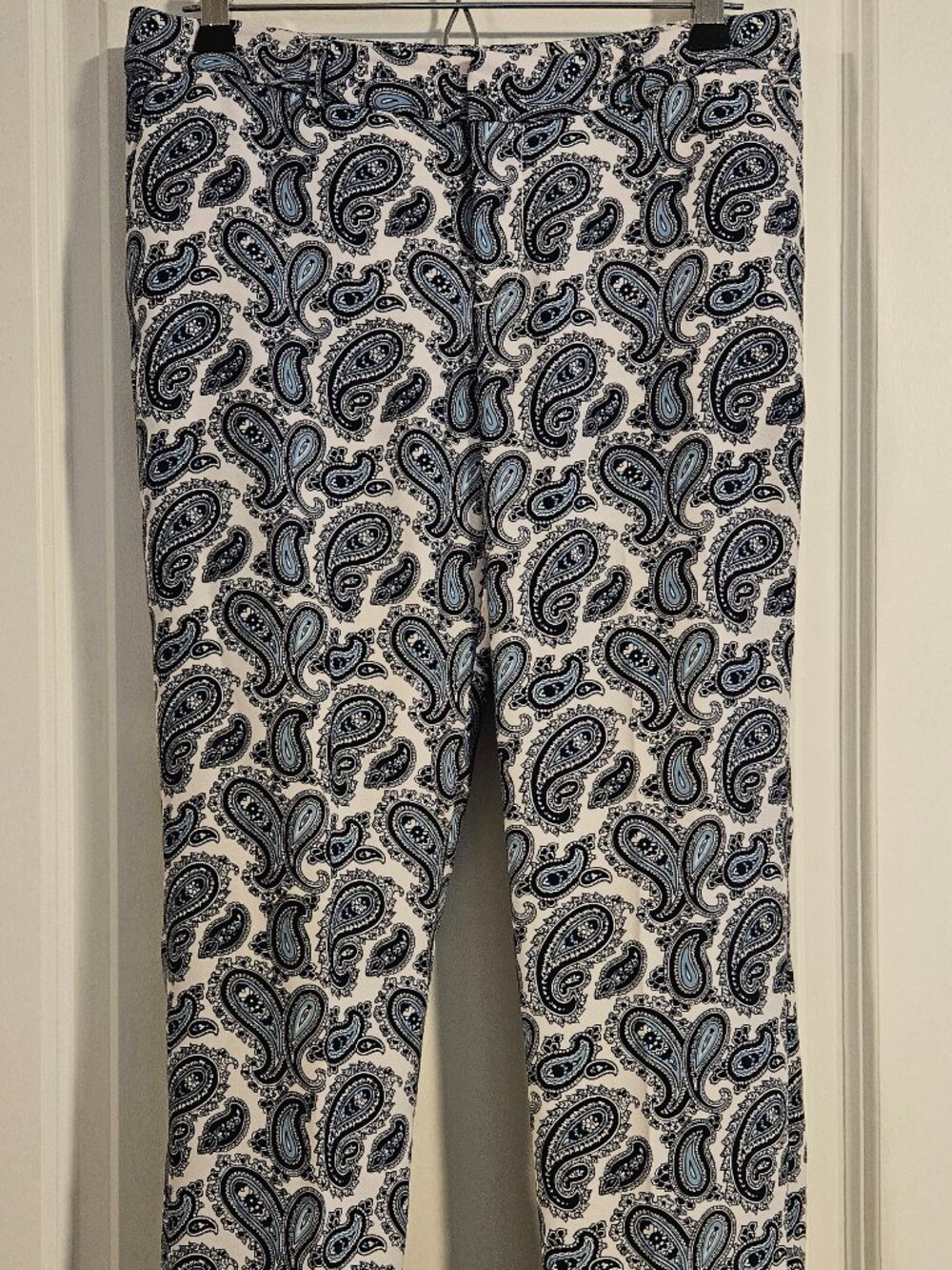 Banana Republic Avery Paisley Ankle Pants Size 0 Blue White Slim Fit
